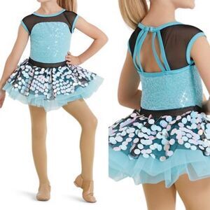 Weissman dance costume light blue sequin tutu Hurricane
12320 Child MC 10/12